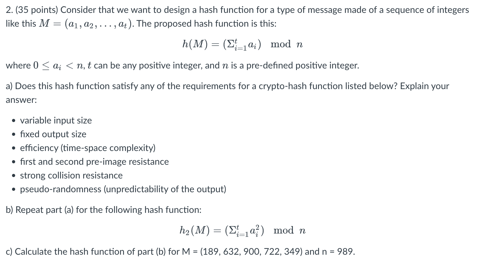 Solved 2. ( 35 points) Consider that we want to design a | Chegg.com