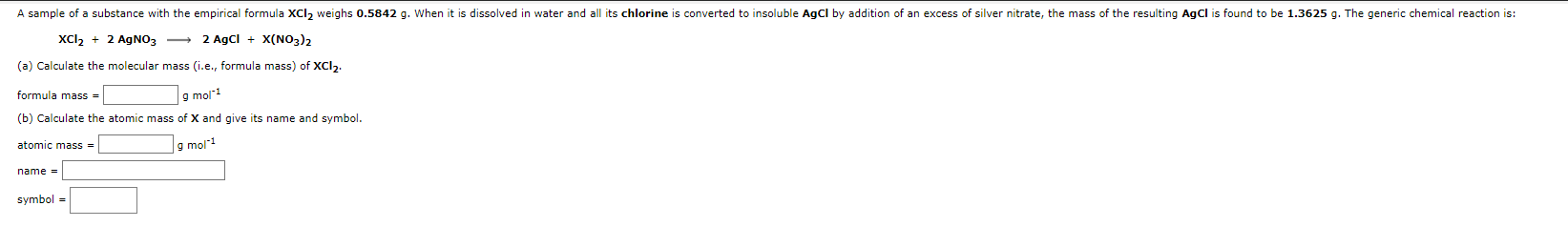 Solved A sample of a substance with the empirical formula | Chegg.com