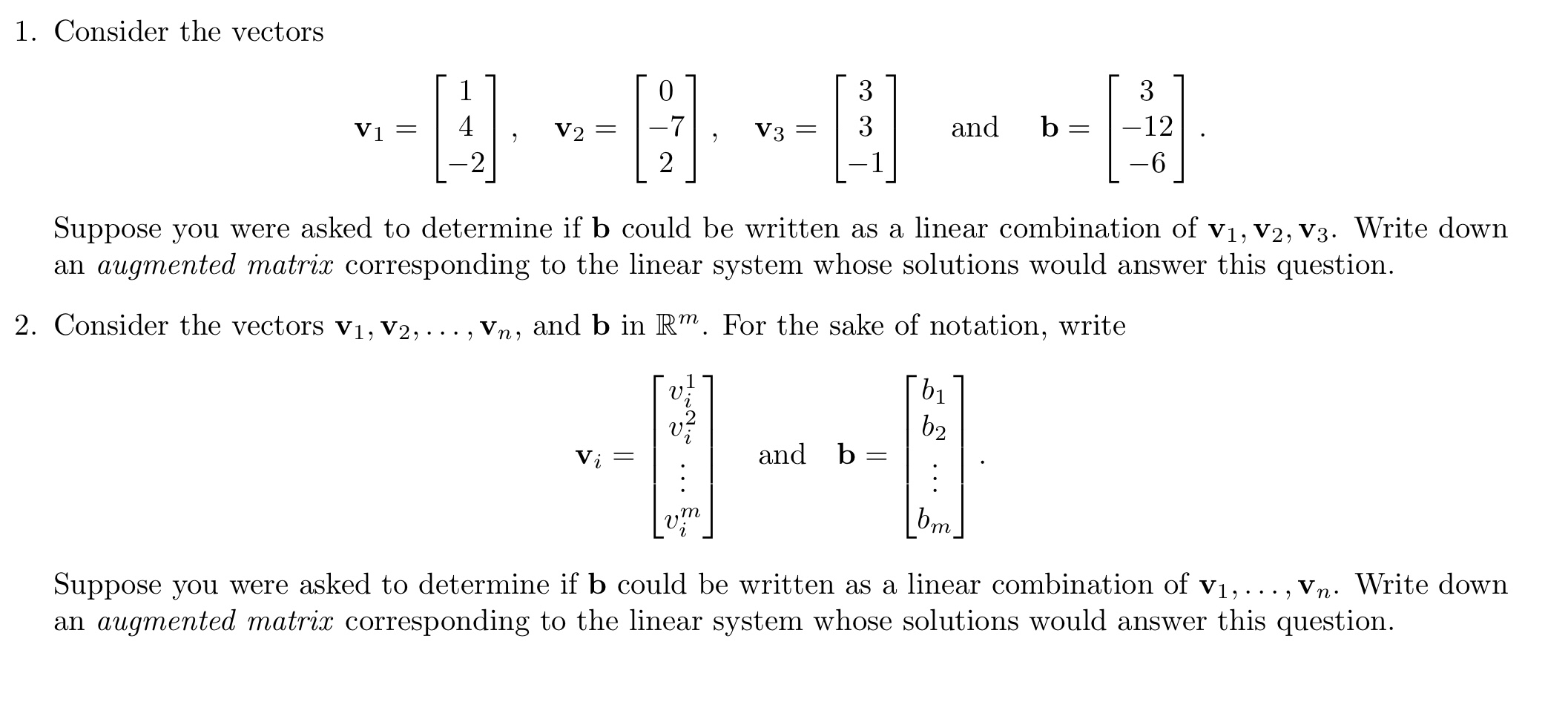 Solved 1. Consider The Vectors | Chegg.com