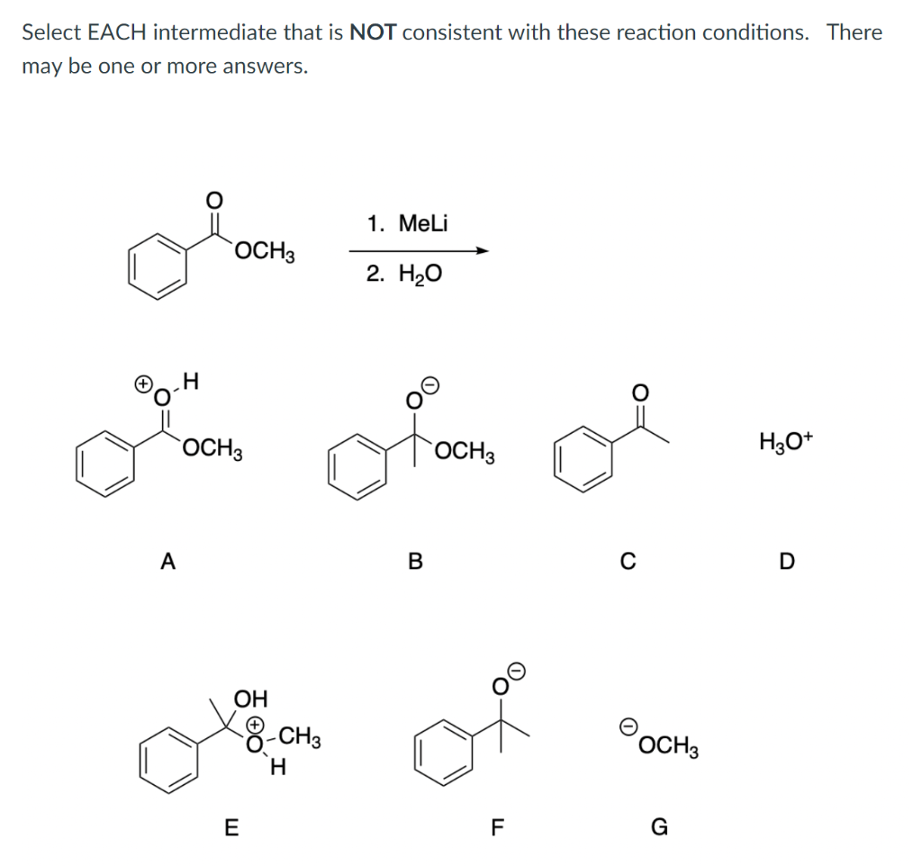 Solved Select EACH intermediate that is NOT consistent with | Chegg.com