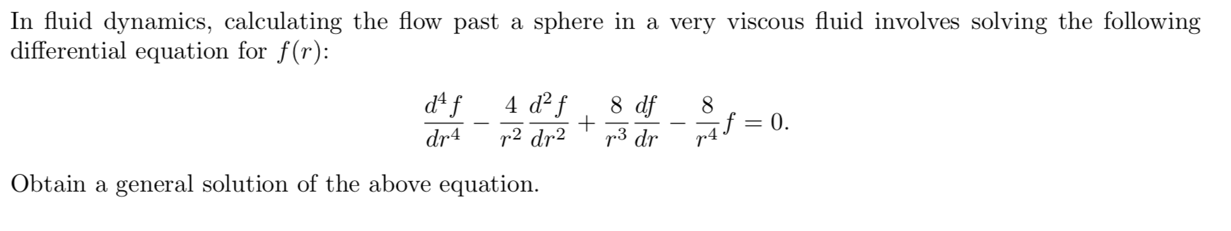 Solved In fluid dynamics, calculating the flow past a sphere | Chegg.com