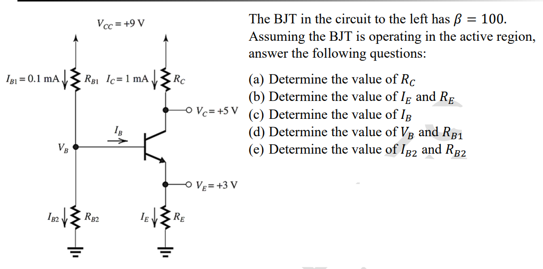 Solved The BJT in the circuit to the left has β=100.