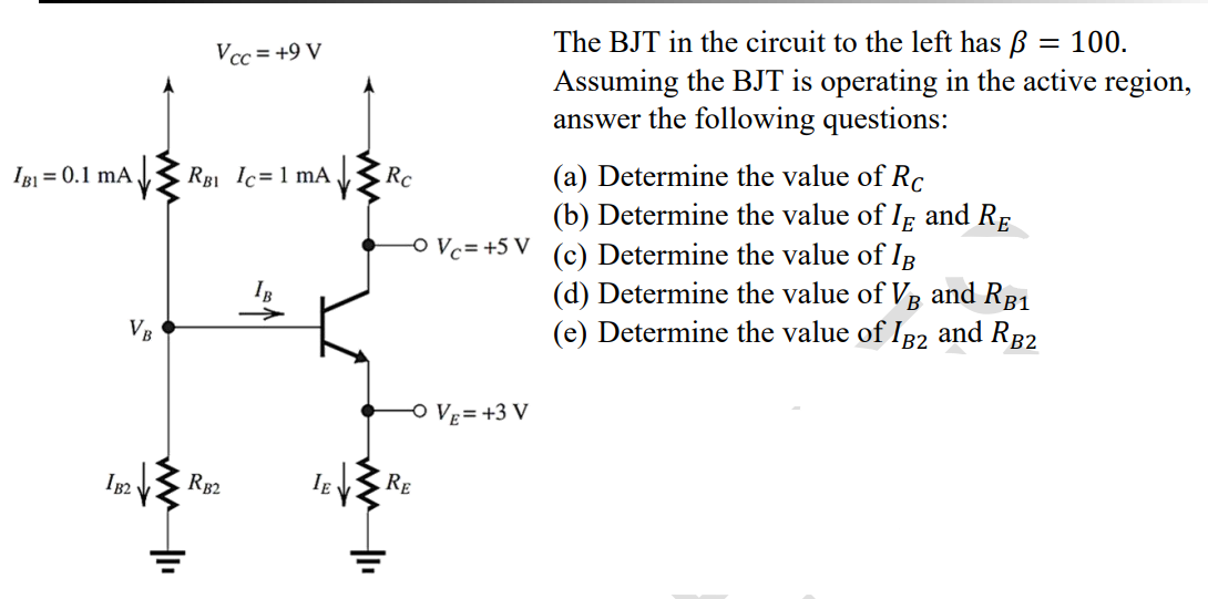 Solved The BJT in the circuit to the left has β=100. | Chegg.com