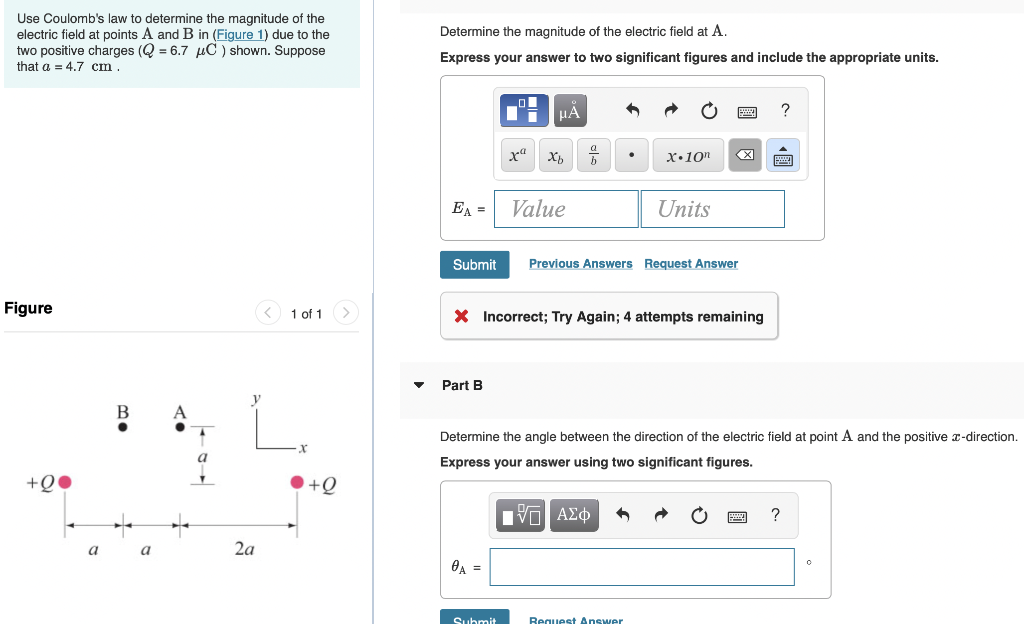 Solved Use Coulomb's Law To Determine The Magnitude Of The | Chegg.com