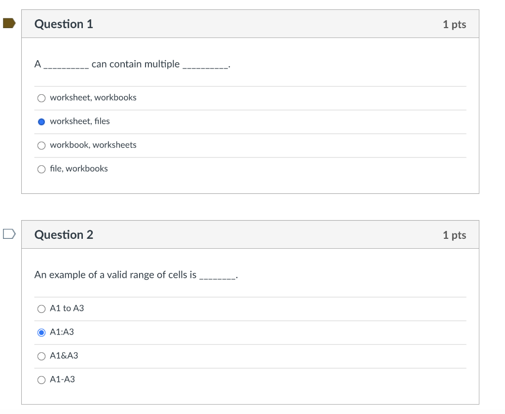 Solved Question 1 1 Pts A can contain multiple Worksheet Chegg