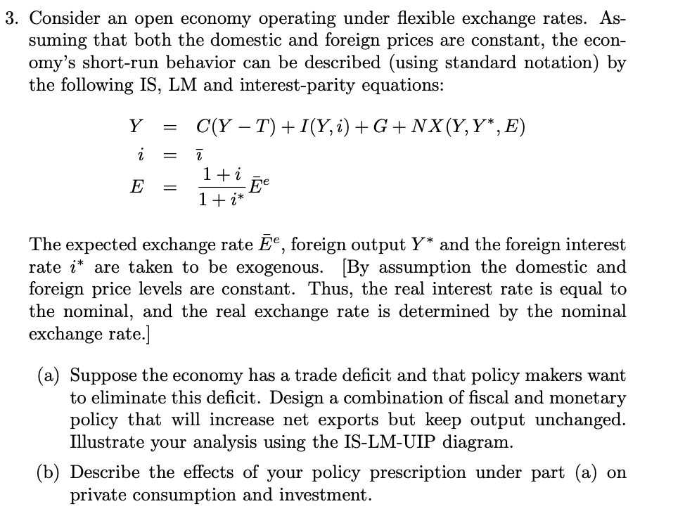 Solved 1 Consider The Following Short Run Model Of An Op Chegg Com