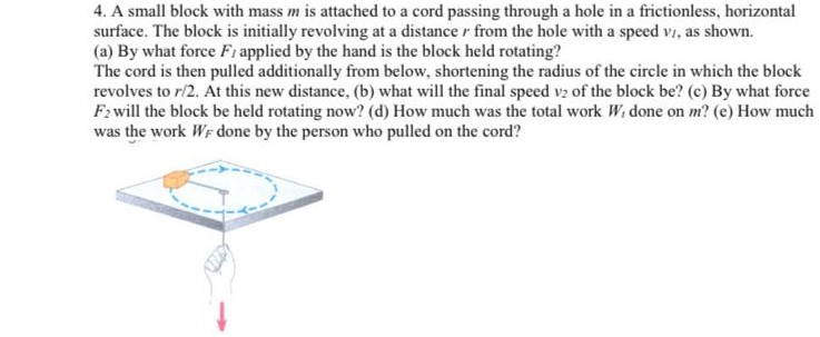 Solved A Small Block With Mass M Is Attached To A Cord Chegg Com