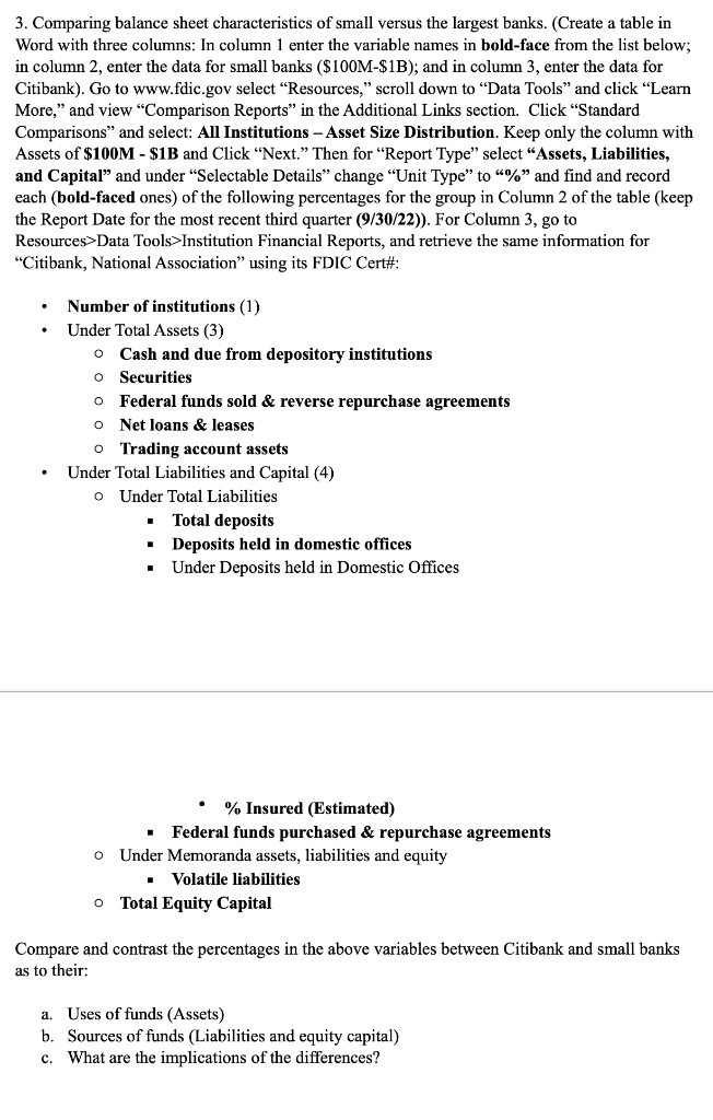 Solved 3 Comparing Balance Sheet Characteristics Of Small Chegg