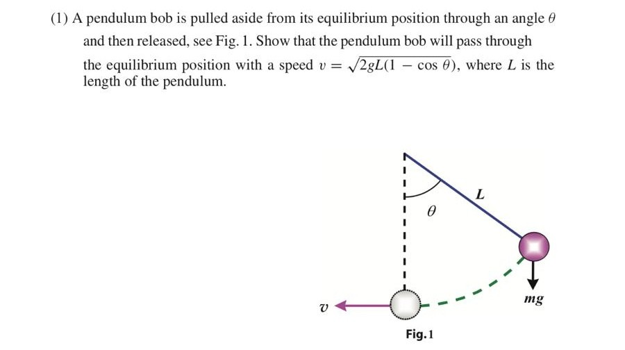 Solved (1) A Pendulum Bob Is Pulled Aside From Its | Chegg.com