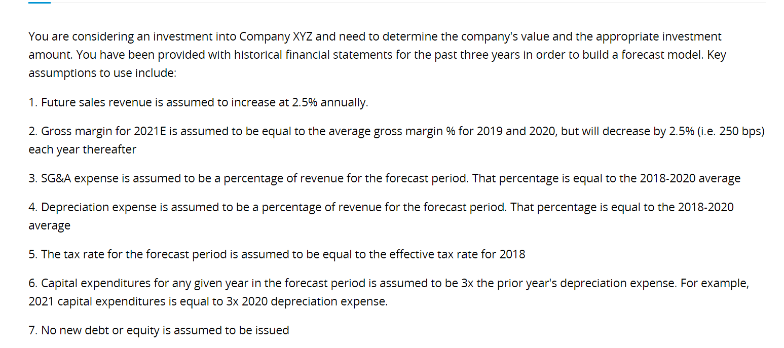 Solved You are considering an investment into Company XYZ | Chegg.com