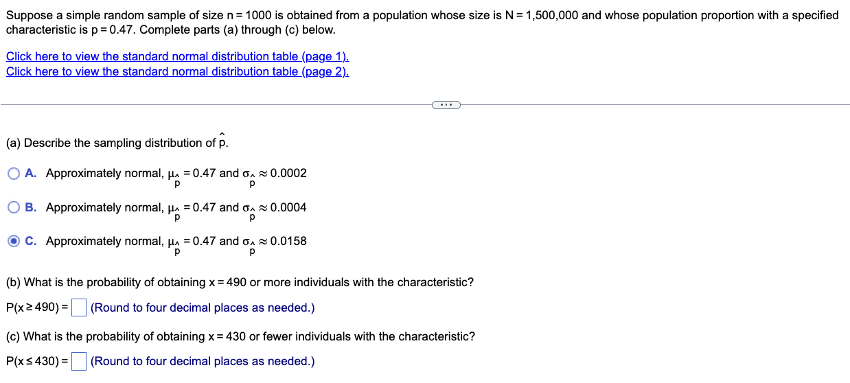 Solved Suppose a simple random sample of size n=1000 is | Chegg.com