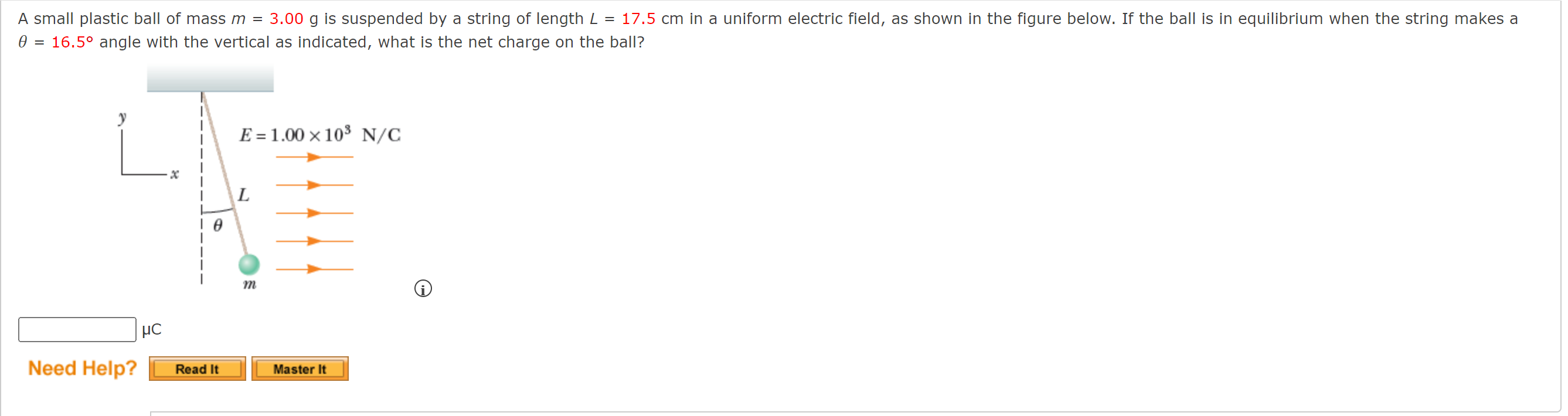 Solved A small plastic ball of mass m=3.00 g is suspended by