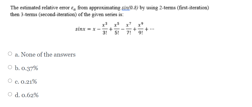 Solved The estimated relative error Eg from approximating | Chegg.com
