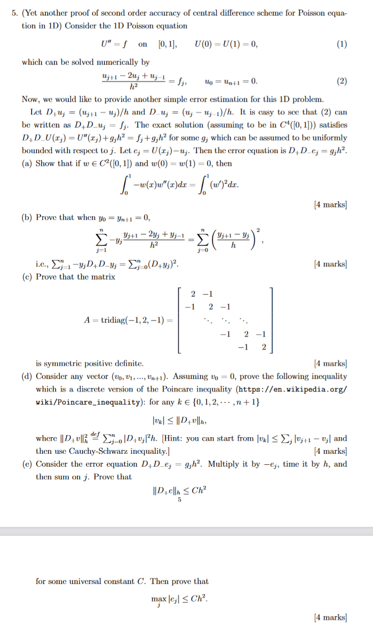 Solved 5 Yet Another Proof Of Second Order Accuracy Of