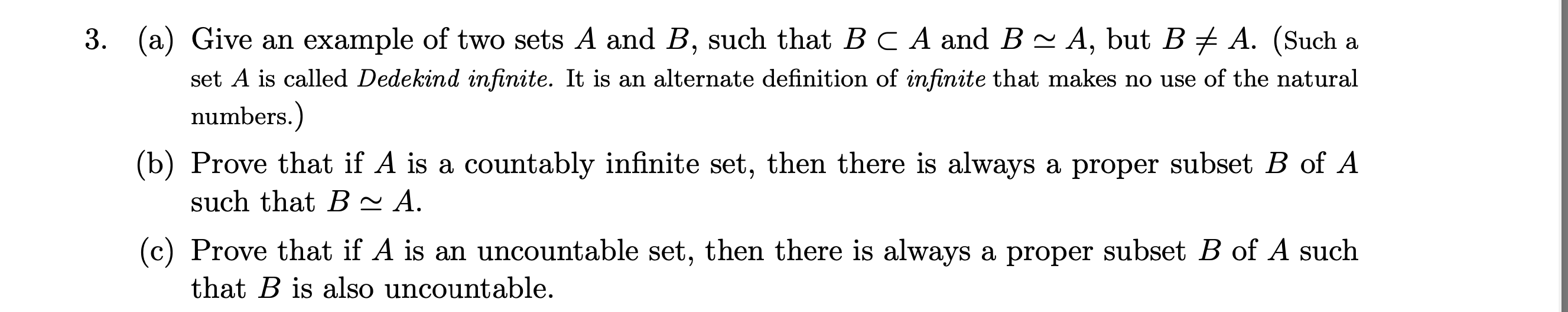 Solved 3. (a) Give an example of two sets A and B, such that | Chegg.com