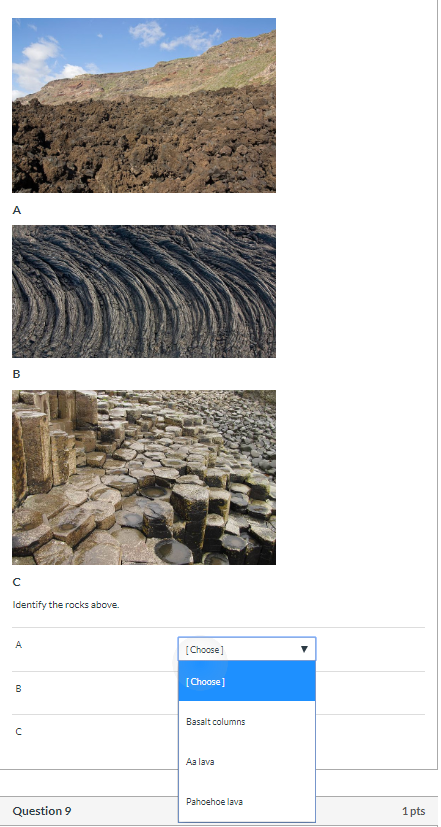 Solved B Identify The Rocks Above. [Choose] [Choose] Basalt | Chegg.com