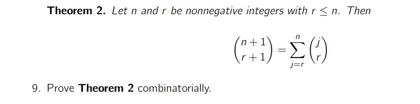 Solved Theorem 2. Let N And R Be Nonnegative Integers With R | Chegg.com