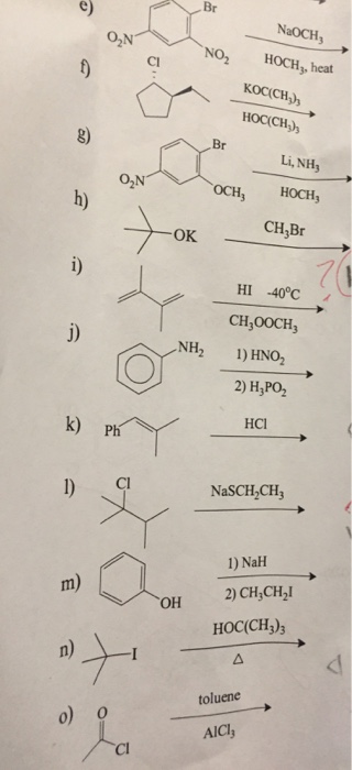 Solved Br NaOCH O2N No, HOCH, heat. KOCOCH HOC(CH Li, NH | Chegg.com