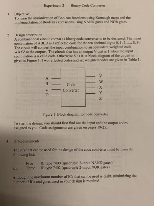 Experiment 2 Binary Code Converter 1 Objective To | Chegg.com