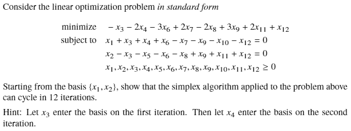 Solved Consider the linear optimization problem in standard | Chegg.com