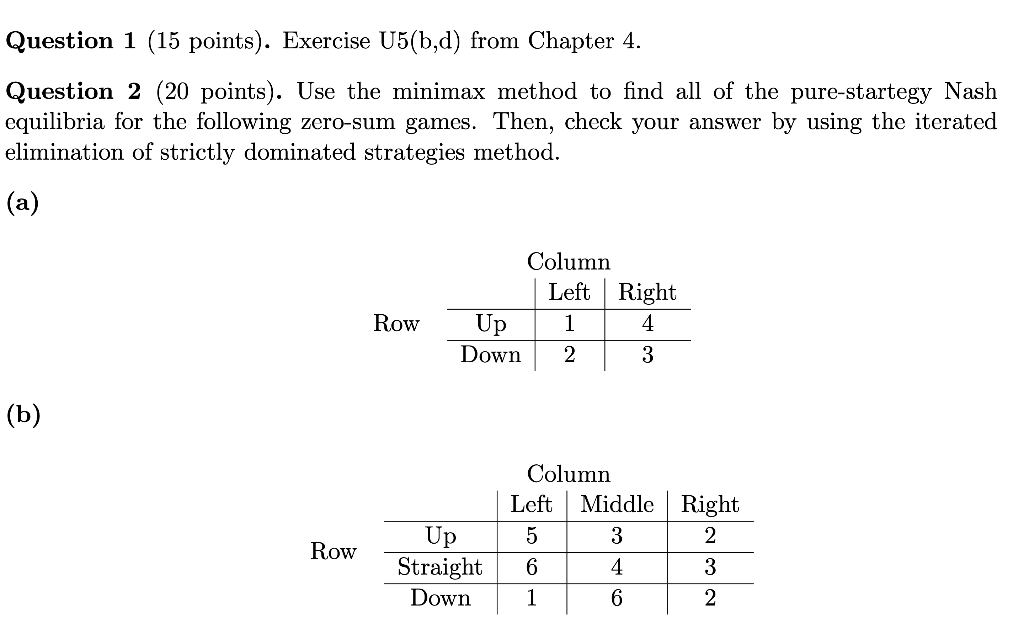 Solved Question 1 (15 points). Exercise U5(b,d) from Chapter | Chegg.com