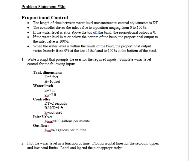 Problem Statement #3 Problem 3 is based on a water | Chegg.com