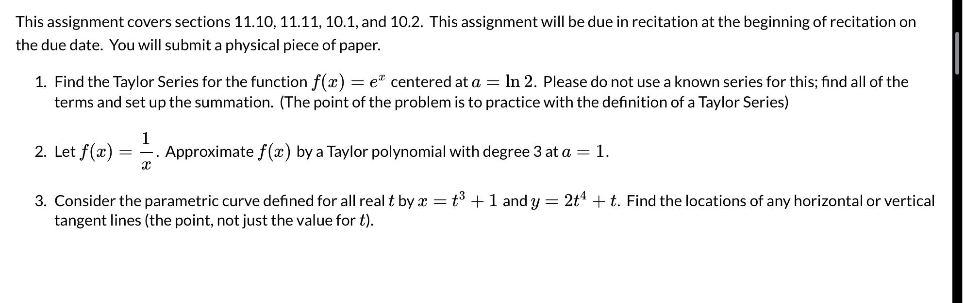 Solved This assignment covers sections 11.10,11.11,10.1, and | Chegg.com