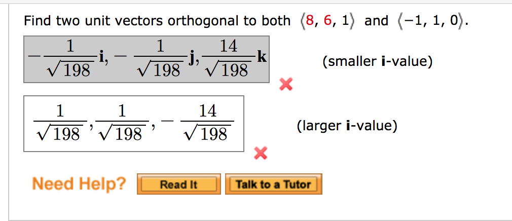 Solved Find Two Unit Vectors Orthogonal To Both (8, 6, 1