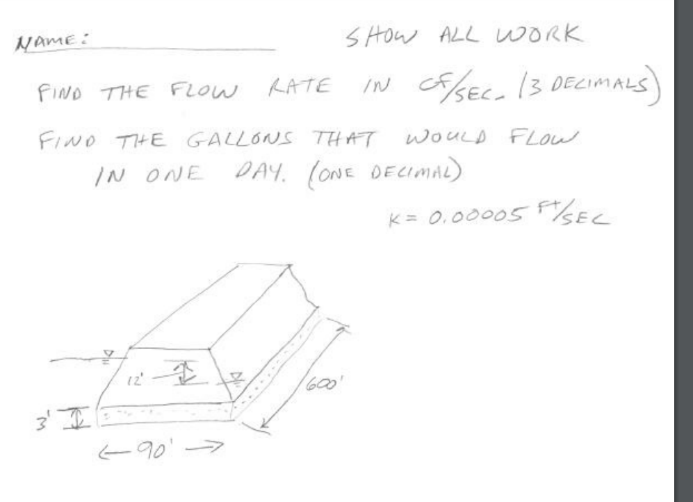 Solved Name: SHOW ALL WORK FIND THE FLOW RATE In of/SEC- 13 | Chegg.com