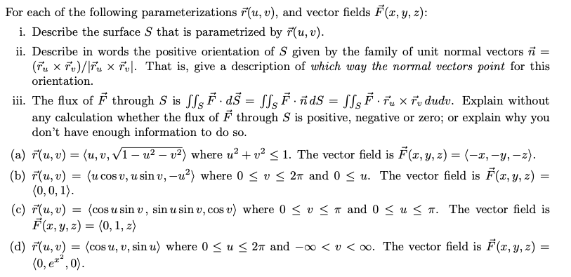 For Each Of The Following Parameterizations Riu V Chegg Com