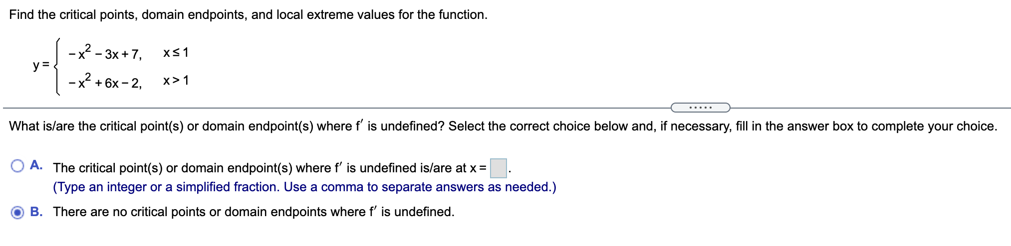 Solved Find the critical points, domain endpoints, and | Chegg.com