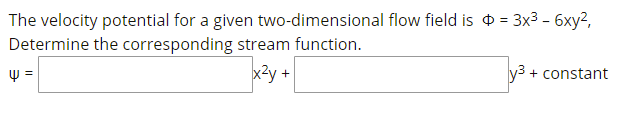 Solved The velocity potential for a given two-dimensional | Chegg.com