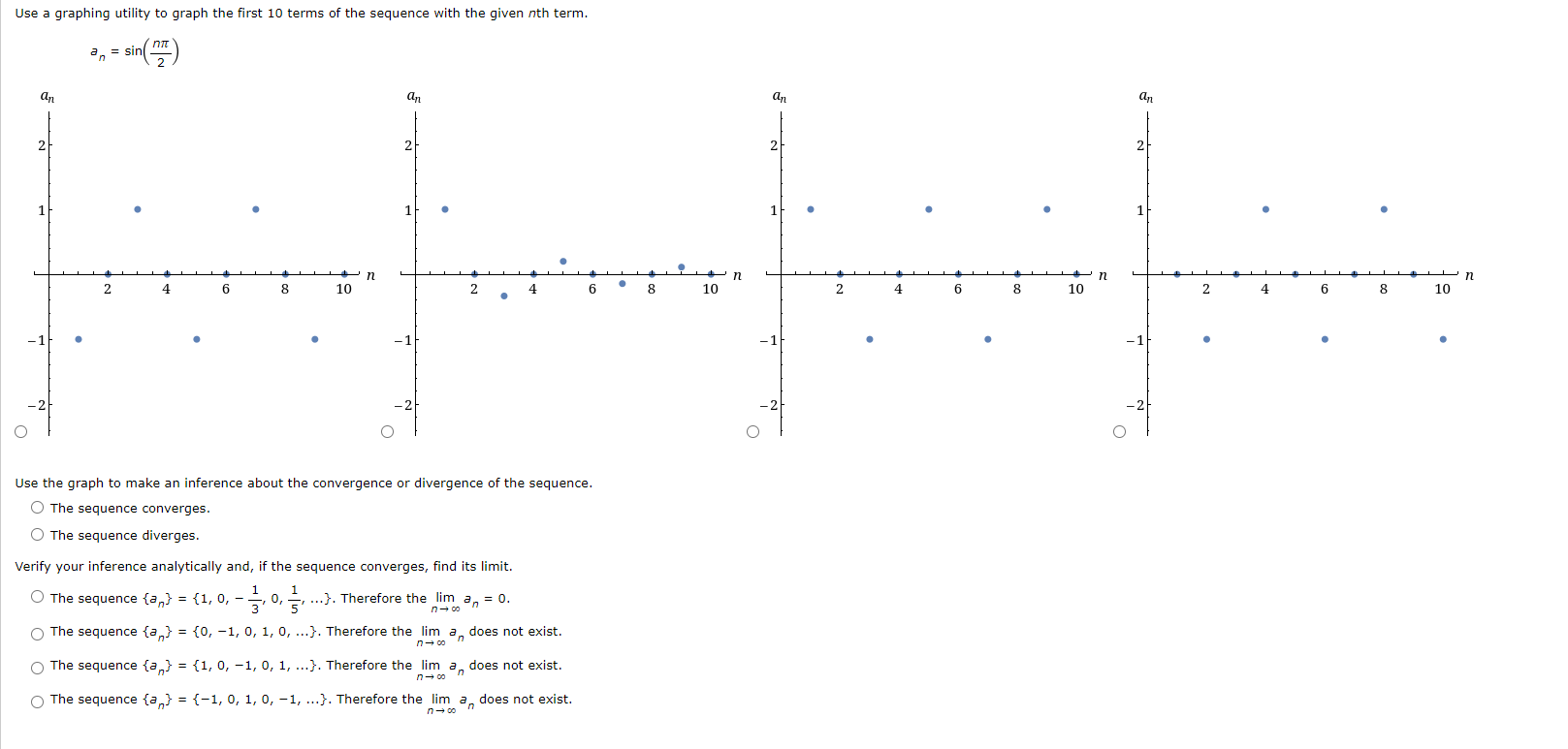 Solved Use a graphing utility to graph the first 10 terms of | Chegg.com