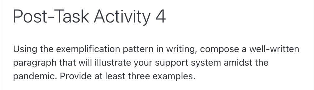 Solved Post-Task Activity 4 Using The Exemplification | Chegg.com