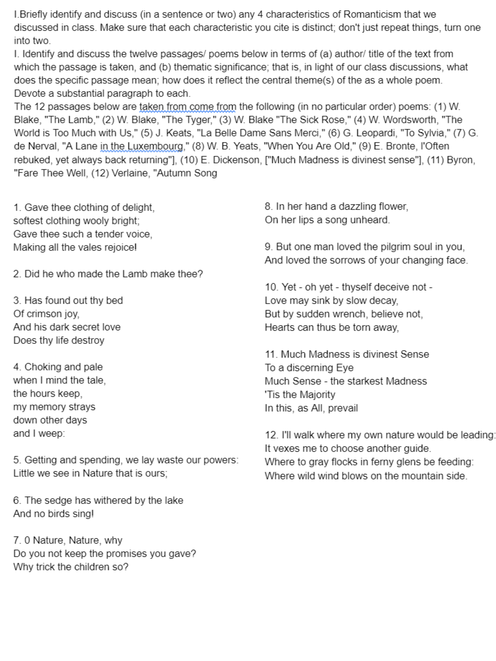 I.Briefly identify and discuss (in a sentence or two)