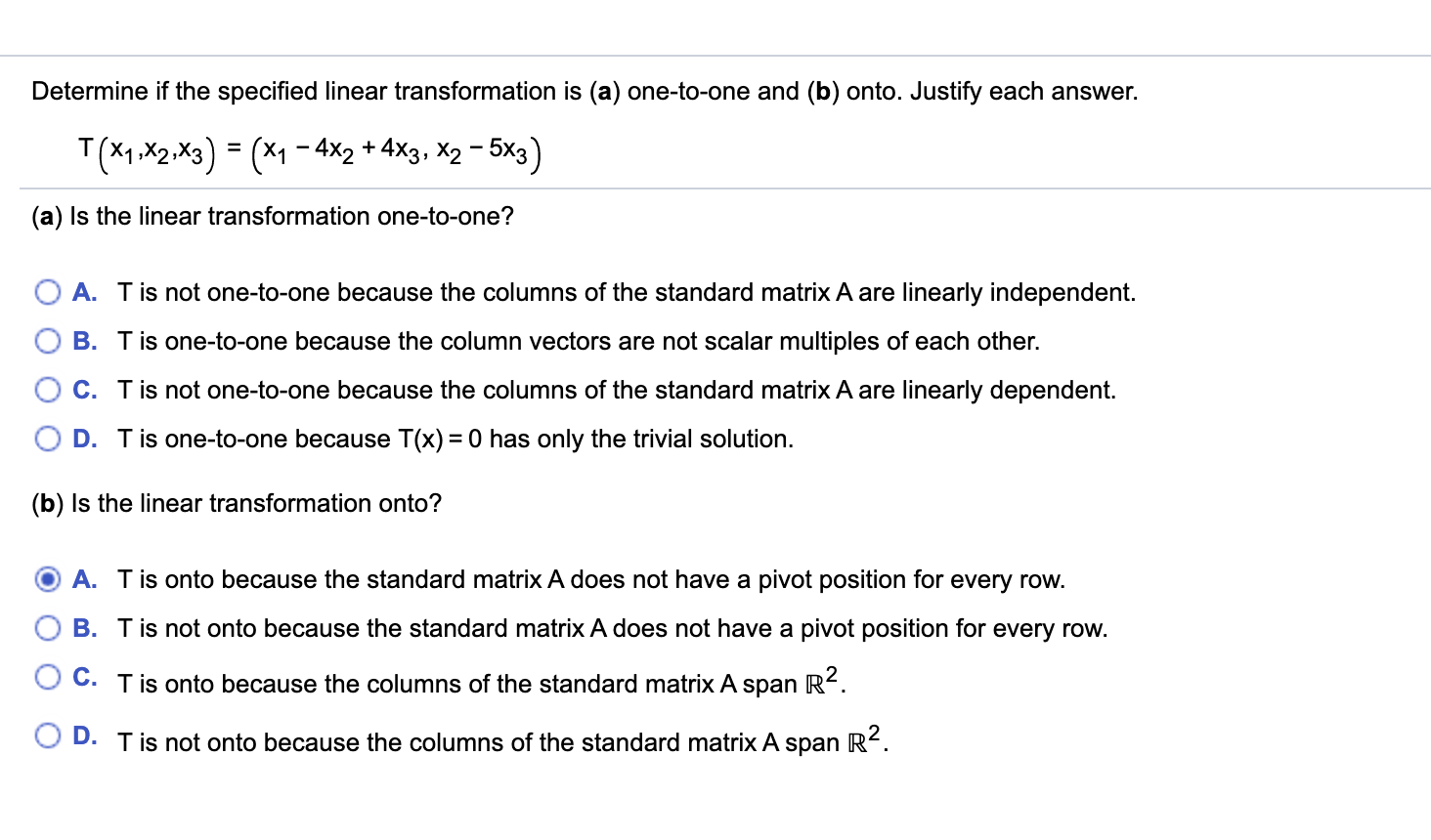 Solved Determine if the specified linear transformation is | Chegg.com