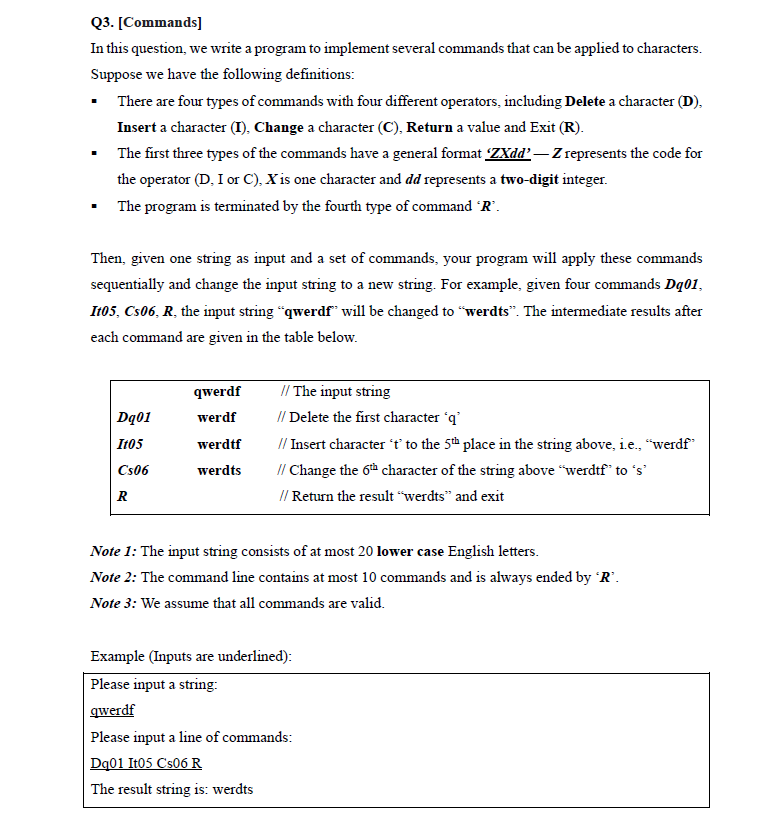 Solved [Commands] C++ Programme In this question, we write a | Chegg.com