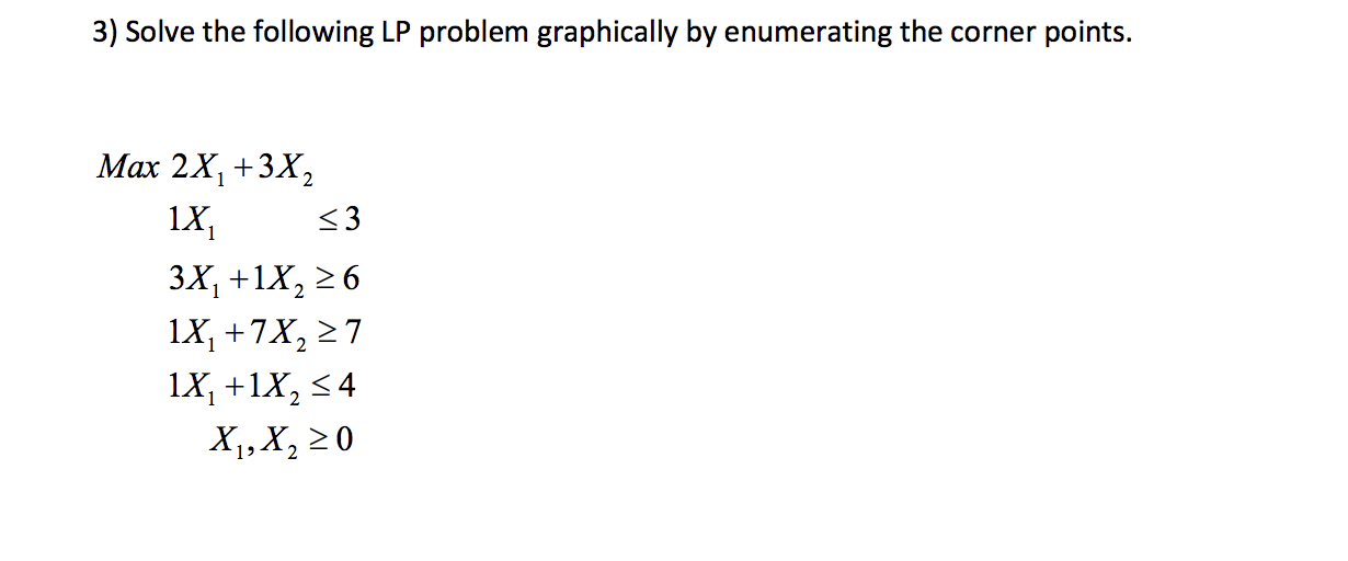 Solved 3) Solve the following LP problem graphically by | Chegg.com