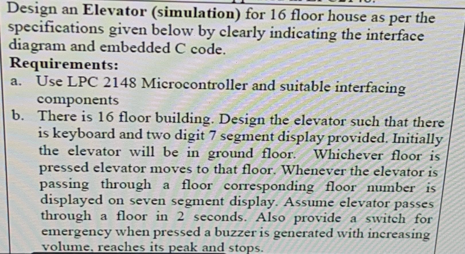 Design an Elevator (simulation) for 16 floor house as | Chegg.com