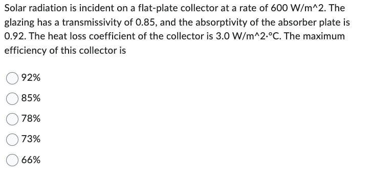 Solved Solar radiation is incident on a flat-plate collector | Chegg.com