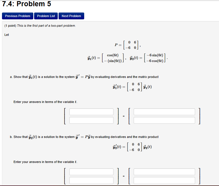 Solved (1 point) This is the first part of a two-part | Chegg.com