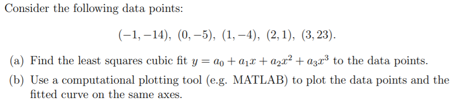 Solved Consider the following data points: (-1,-14), (0, | Chegg.com