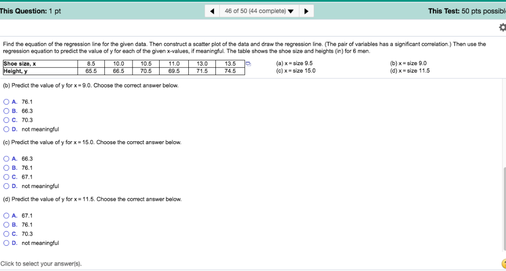 Solved Find the equation of the regression line for the | Chegg.com