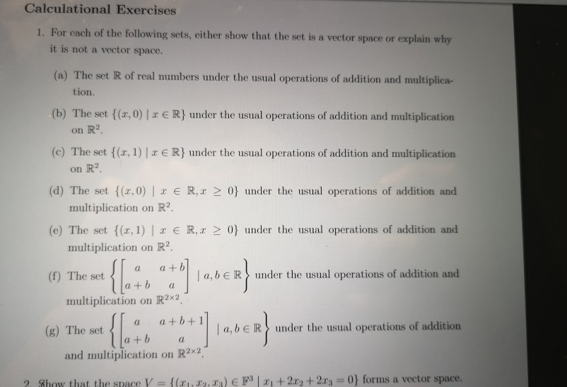 Solved Calculational Exercises 1. For each of the following | Chegg.com