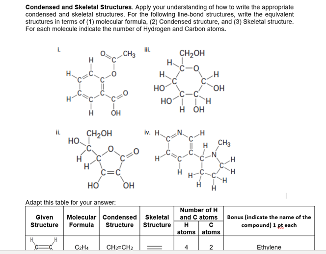 Solved Condensed and Skeletal Structures. Apply your Chegg