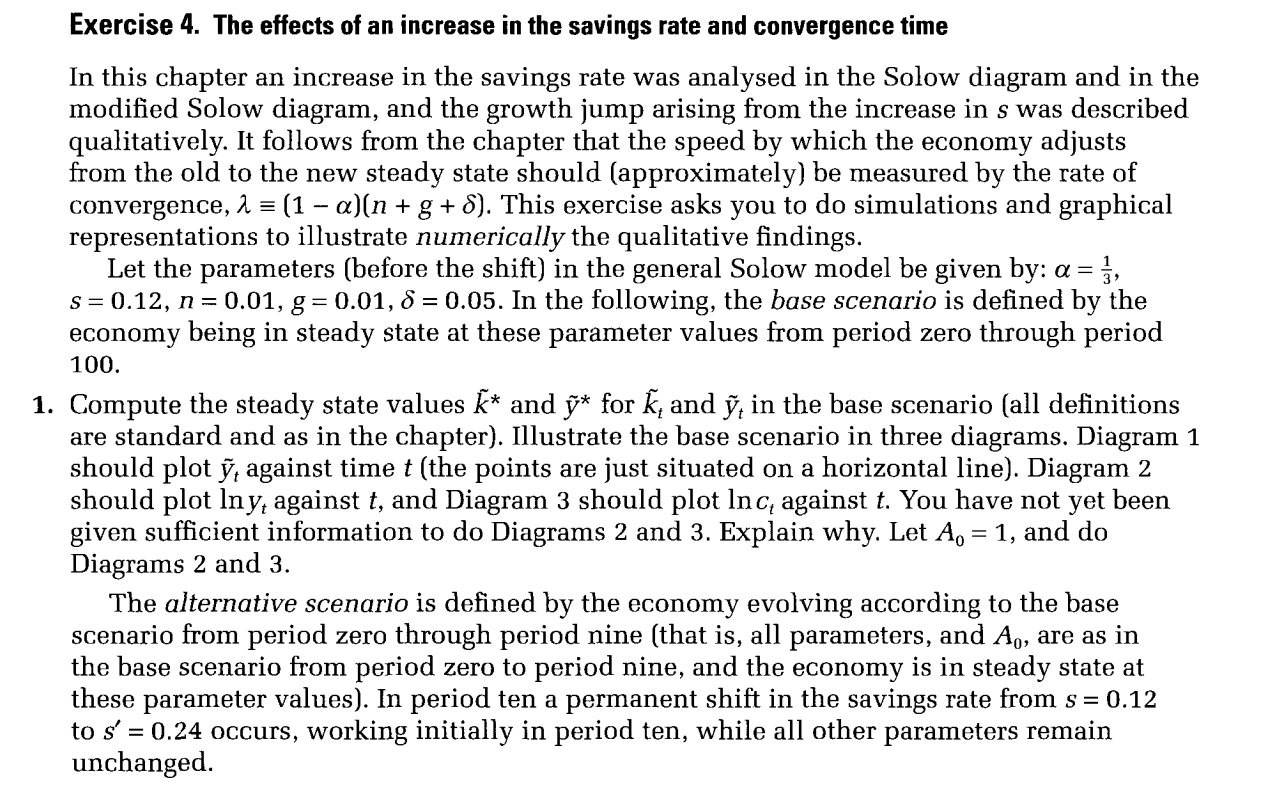 Exercise 4. The effects of an increase in the savings | Chegg.com