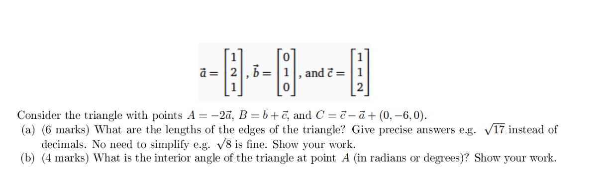 Solved Linear Algebra (Vectors) - Practice Problem Please | Chegg.com
