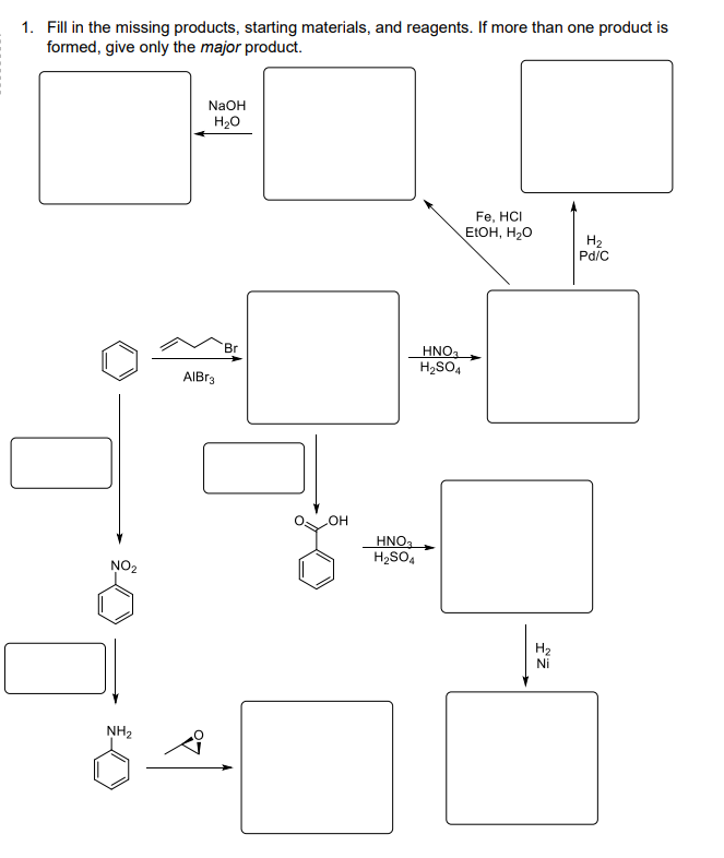 Solved 1 Fill In The Missing Products Starting Materials 9040