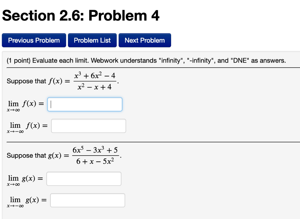 Solved Section 2.6: Problem 4 Previous Problem Problem List | Chegg.com
