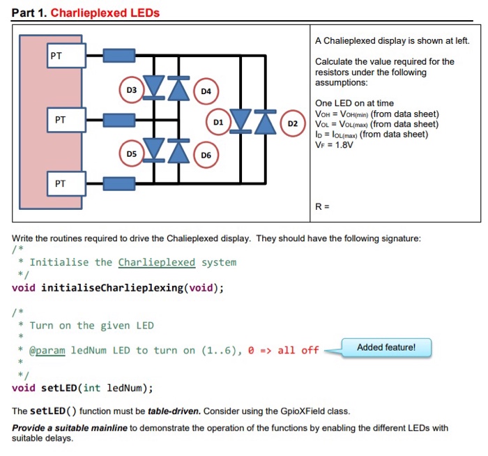 Solved Part 1. Charlieplexed LEDs A Chalieplexed display is | Chegg.com